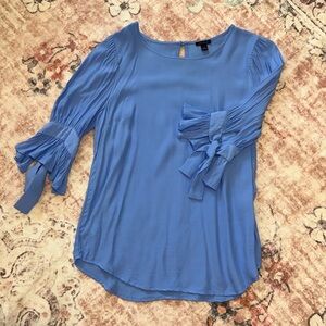 Ann Taylor women’s size medium light blue 3/4 blouse with bell sleeves with bow